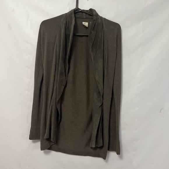 ECRU GENUINE SUEDE OPEN CARDIGAN SWEATER SIZE‎ XS - Picture 1 of 9
